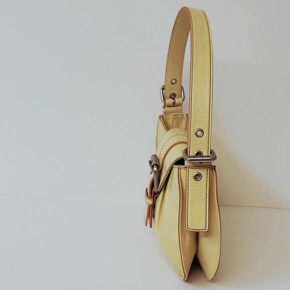 Hype Leather Yellow Red Seams Y2K Tote/Shoulder Purse - Picture 7 of 13